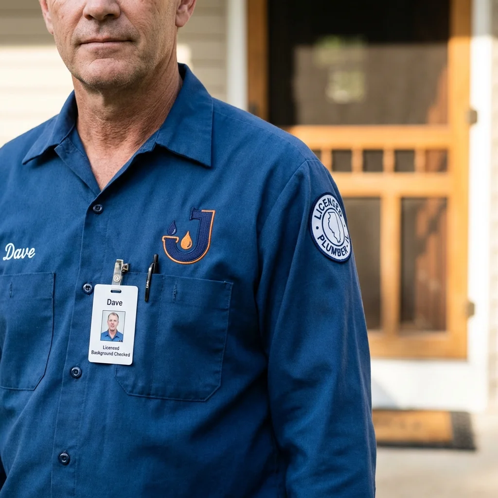 Licensed plumber showing ID badge in Saylorsburg, PA