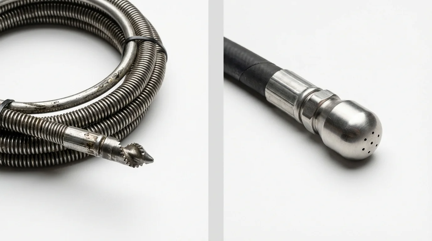 Drain snake cable and hydro jetting nozzle used for drain cleaning in Saylorsburg, PA