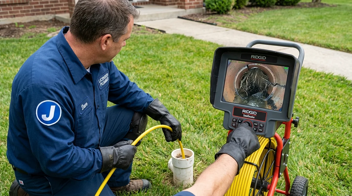Sewer camera inspection being performed by Johns Plumbing LLC in Saylorsburg
